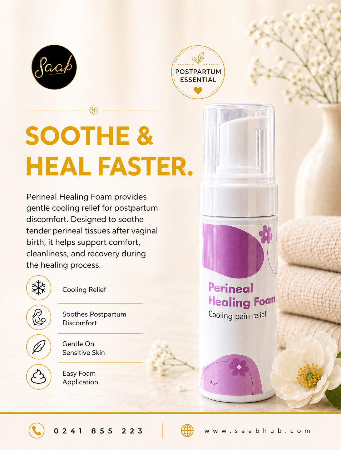 Soothing Perineal Healing Foam 150mls