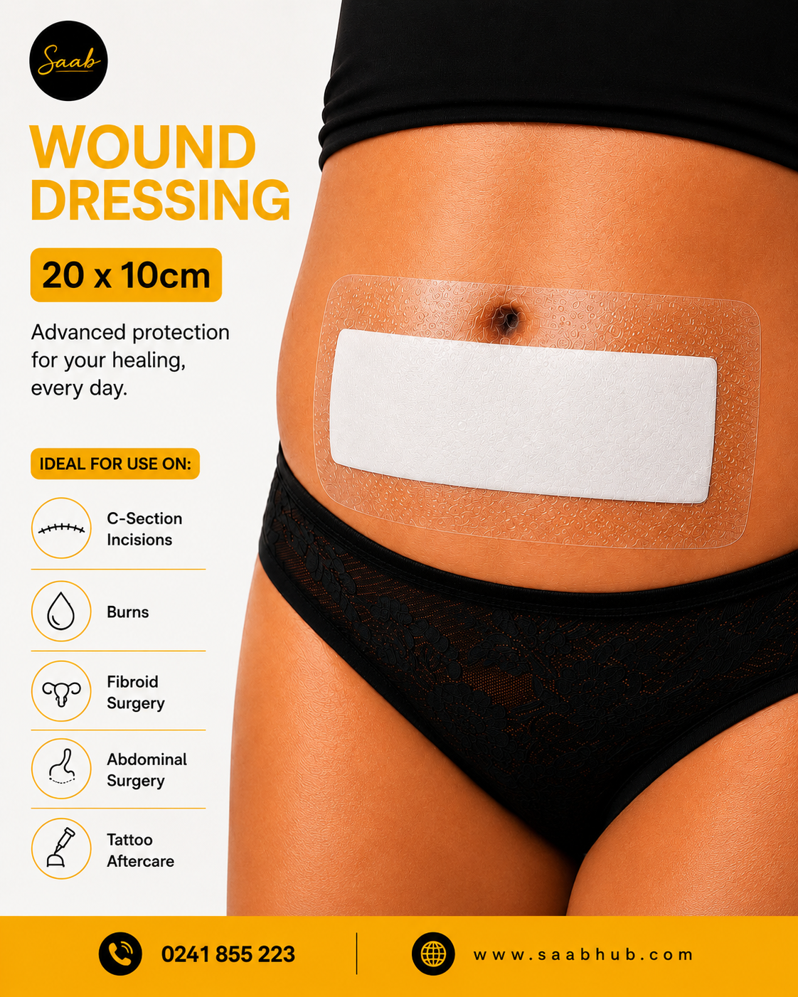 Sterile Waterproof C-section Dressing/Plaster (20cm x 10cm)