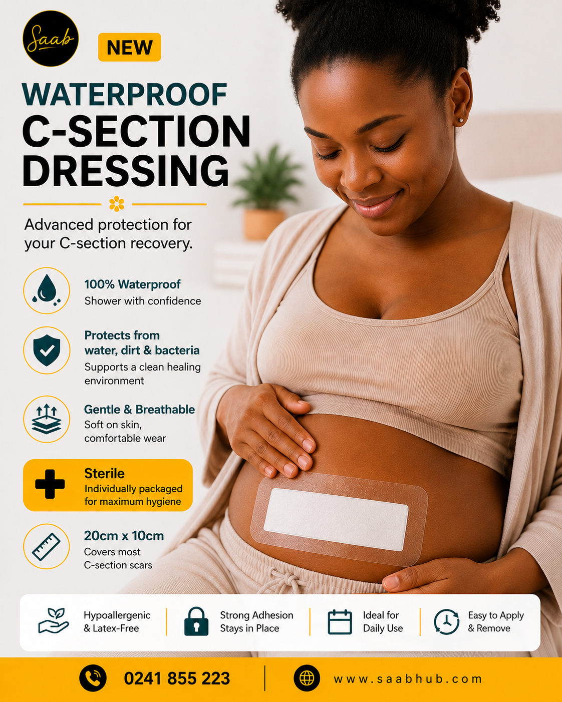 Sterile Waterproof C-section Dressing/Plaster (20cm x 10cm)(25pcs/box)