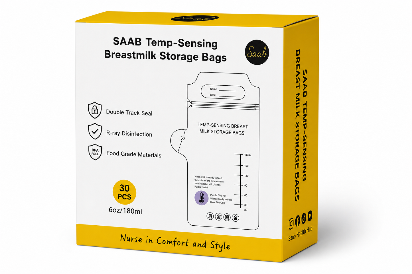 SAAB Temperature Sensing Breastmilk Storage Bags